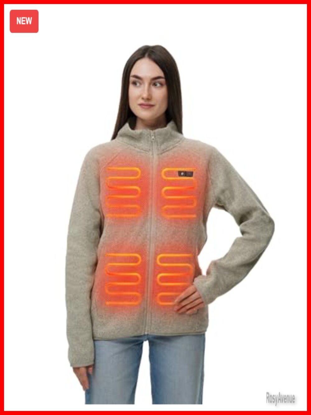 Heated Fleece Jacket for Women 12V 16000mAh Power Bank 5 Heating Zones